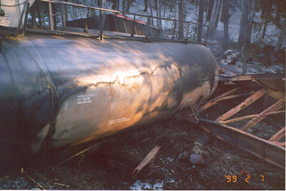 Figure 3 - Fire-damaged jacket of loaded tank car of LPG (CGTX 63501)