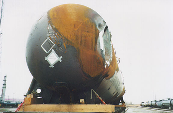 Figure 4 - Damaged benzene tank car (AGEX 1001)