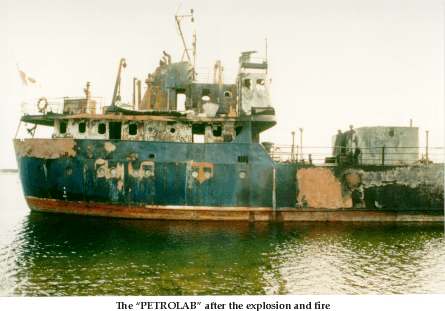 The PetroLab after explosion and fire